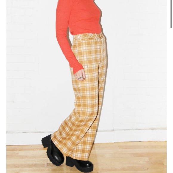 Citizen Vintage yellow tan plaid high waist trouser pant - small to medium - 6 - Picture 6 of 15
